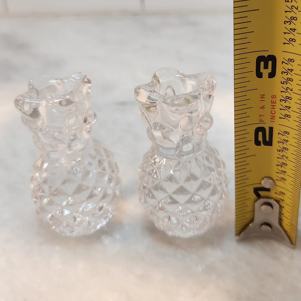 Williams Sonoma Glass Pineapple Tiny Tapers Candle Holders (Set of 2)